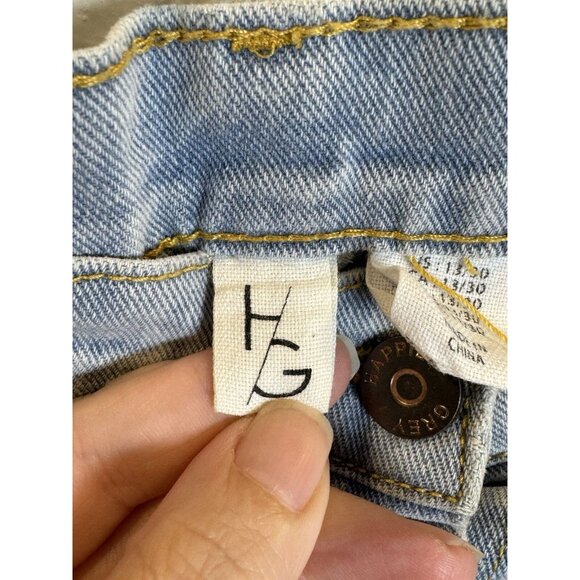 Happily Grey Modest Denim Midi Skirt Button Front Size 13/ 30 - Picture 4 of 8